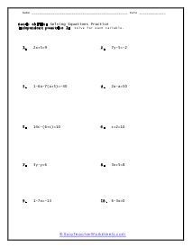 Basic Skills: Solving Equations Practice Worksheet