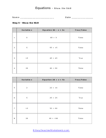 Understanding Equations Worksheet