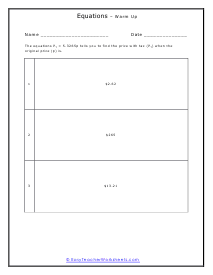 Warm Up Worksheet