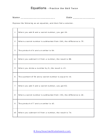 Making Equations Worksheet