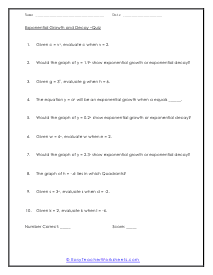 Growth and Decay Quiz