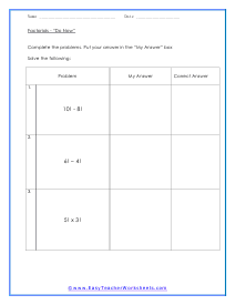 Factorial Notation Do Now Worksheet