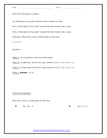 X and y intercept worksheet cheap