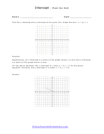 X and Y Intercept Worksheets