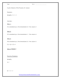 Nature of the Powers of i Worksheets