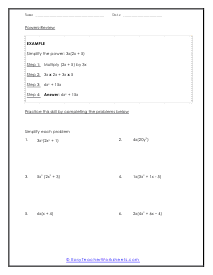 Simplifying Exponents in Expressions Worksheet