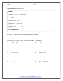 Radical Operation Worksheets