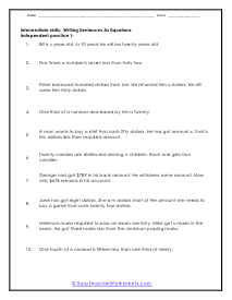 Writing Numerical Expression Worksheets