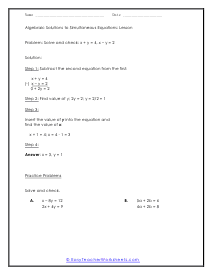 Simultaneous Equations Worksheets