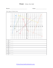 Slope of Displayed Line Worksheet