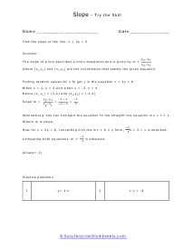 Determine Slope Practice Worksheet