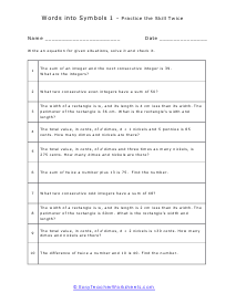 Symbols In Equations Worksheet