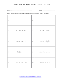 Both Sides of the Equation Worksheet