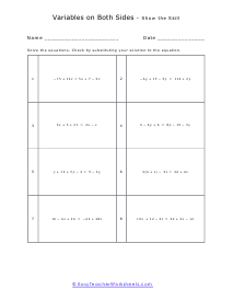 Variable Doubles Worksheet