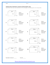 Area, Perimeter and Volume Worksheets