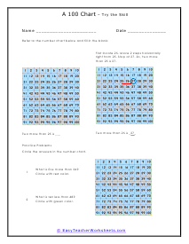 100 Chart Practice Worksheet