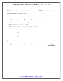 Positioning Place Value Sets Worksheet