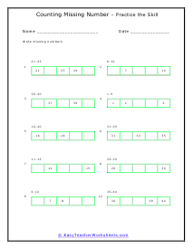 Straight Missing Sequence Worksheet