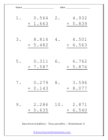 Three Places Worksheet