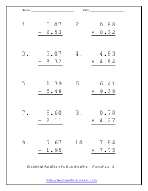 Two Decimal Places Worksheet