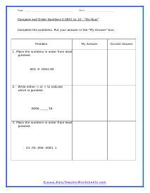 Quick Review Worksheet