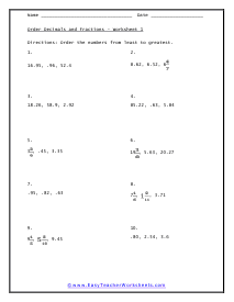 Ascending Order Worksheet