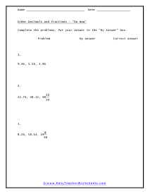 Mixed Numbers Worksheet