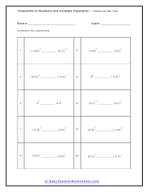 Exponent Worksheets