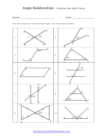 Angle Relationships Worksheets