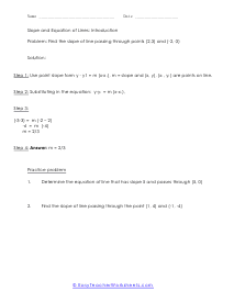 Slope and Equation of Lines Lesson