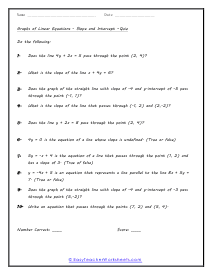 Slope and Intercept Quiz