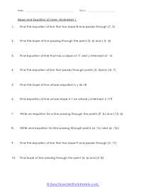 Line Equations Worksheet