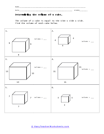 Volume of Solids Worksheets