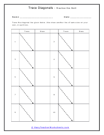 Down to the Right Slant Worksheet