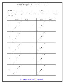 Down to the Right Slant Worksheet