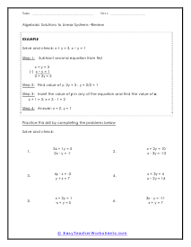 Linear Systems Worksheets