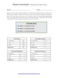 Money Math Worksheets