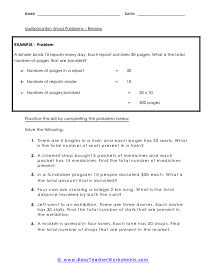 Multiplication Word Problem Worksheets