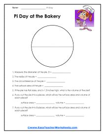 Pi Day of the Bakery Worksheet