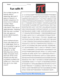 Pi Day Worksheets