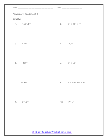 Powers of i Worksheets