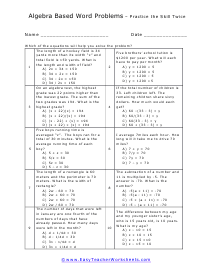 Algebra Word Problem Worksheet