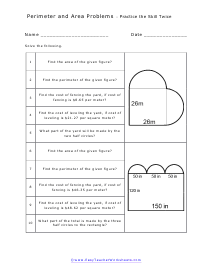 Perimeter and Area Word Problem Worksheets