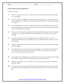 Exponential Word Problem Worksheets