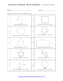 Geometry Word Problem Worksheet