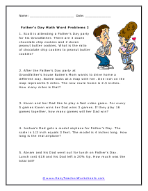 Holiday Word Problem Worksheets