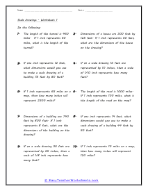 Scale Drawings Word Problems Worksheets