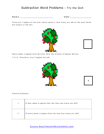 Subtraction Word Problem Worksheets