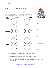 Time Word Problem Worksheets