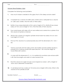 Volume Word Problem Worksheets